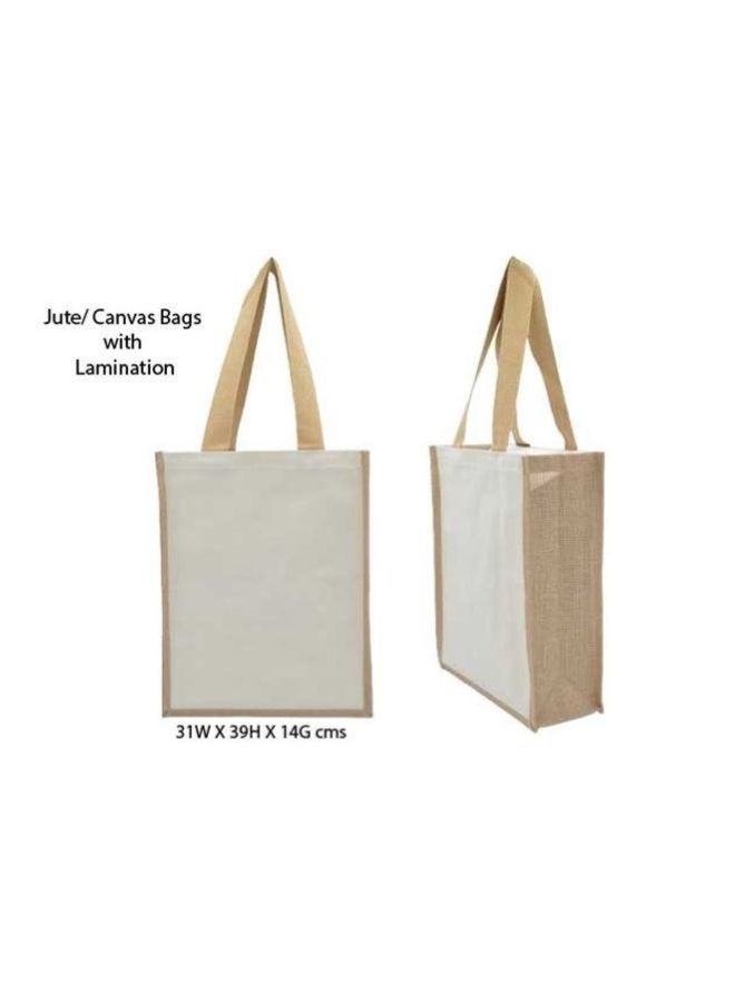 Fatio Set of 10 Natural Jute and Cream Canvas Bags – Eco-Friendly and Durable Tote Bags - Image 3